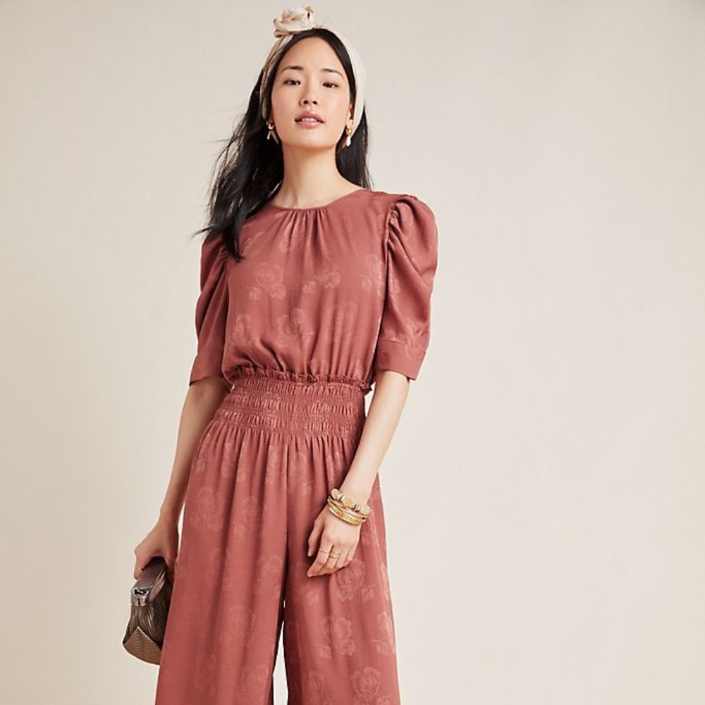 Anthropologie Wide-Leg Jacquard Jumpsuit NWT